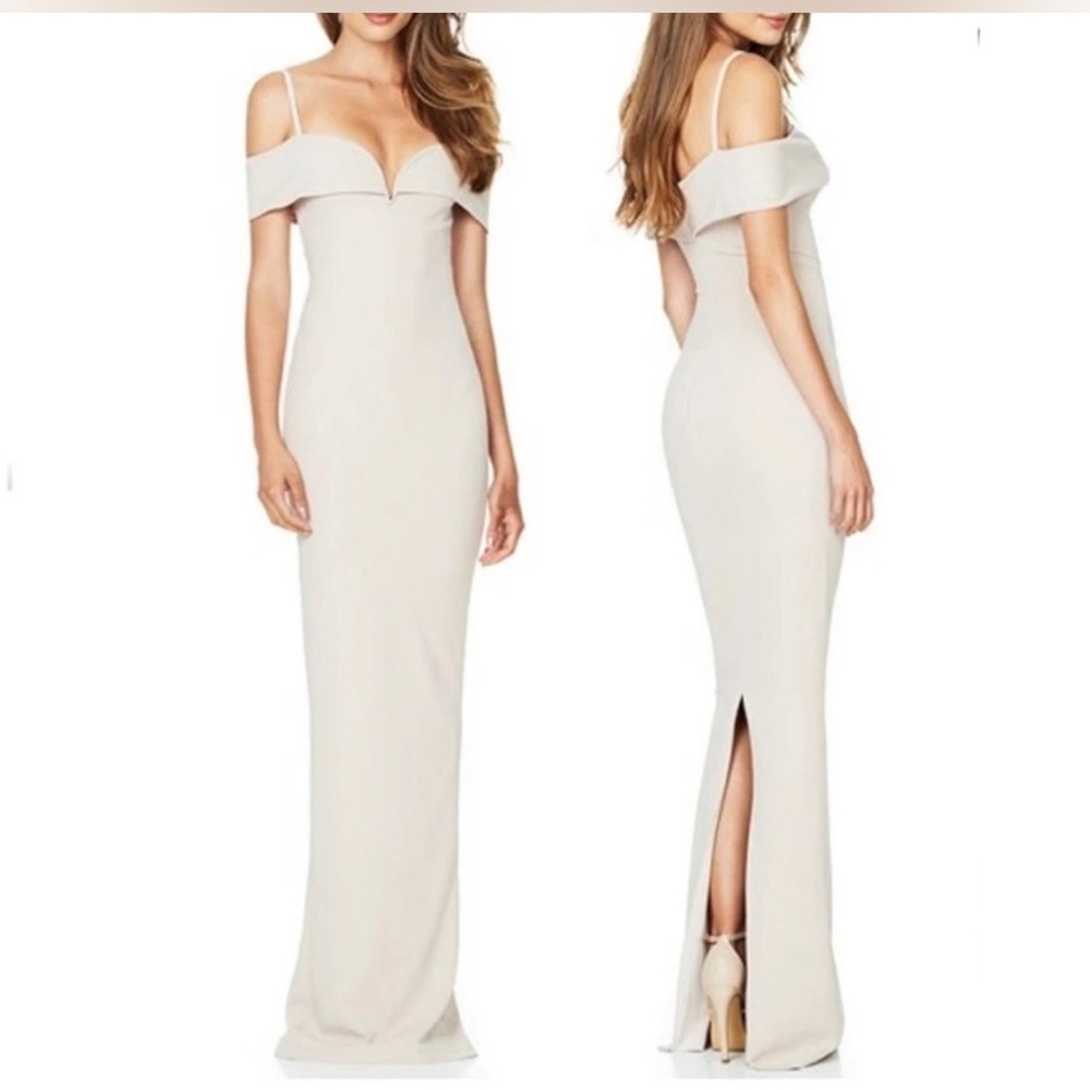 Nookie Pretty Woman Nude Cream Maxi Dress Gown Size XS S